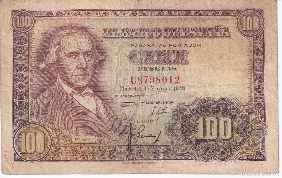 Billetes espa&ntilde;oles: BILLETE DE 100 PESETAS DEL A&Ntilde;O 1948 DE FCO. BAYEU SERIE C