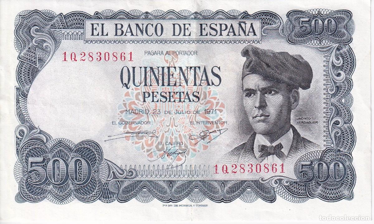 Notas espanholas: BILLETE DE 500 PESETAS DEL A&Ntilde;O 1971 DE VERDAGUER SERIE 1Q EN CALIDAD EBC