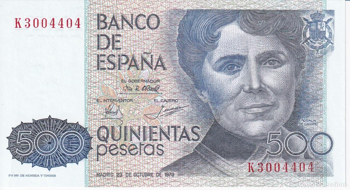 Notas espanholas: BILLETE DE 500 PESETAS DEL A&Ntilde;O 1979 DE ROSALIA DE CASTRO SERIE K SIN CIRCULAR (SC)