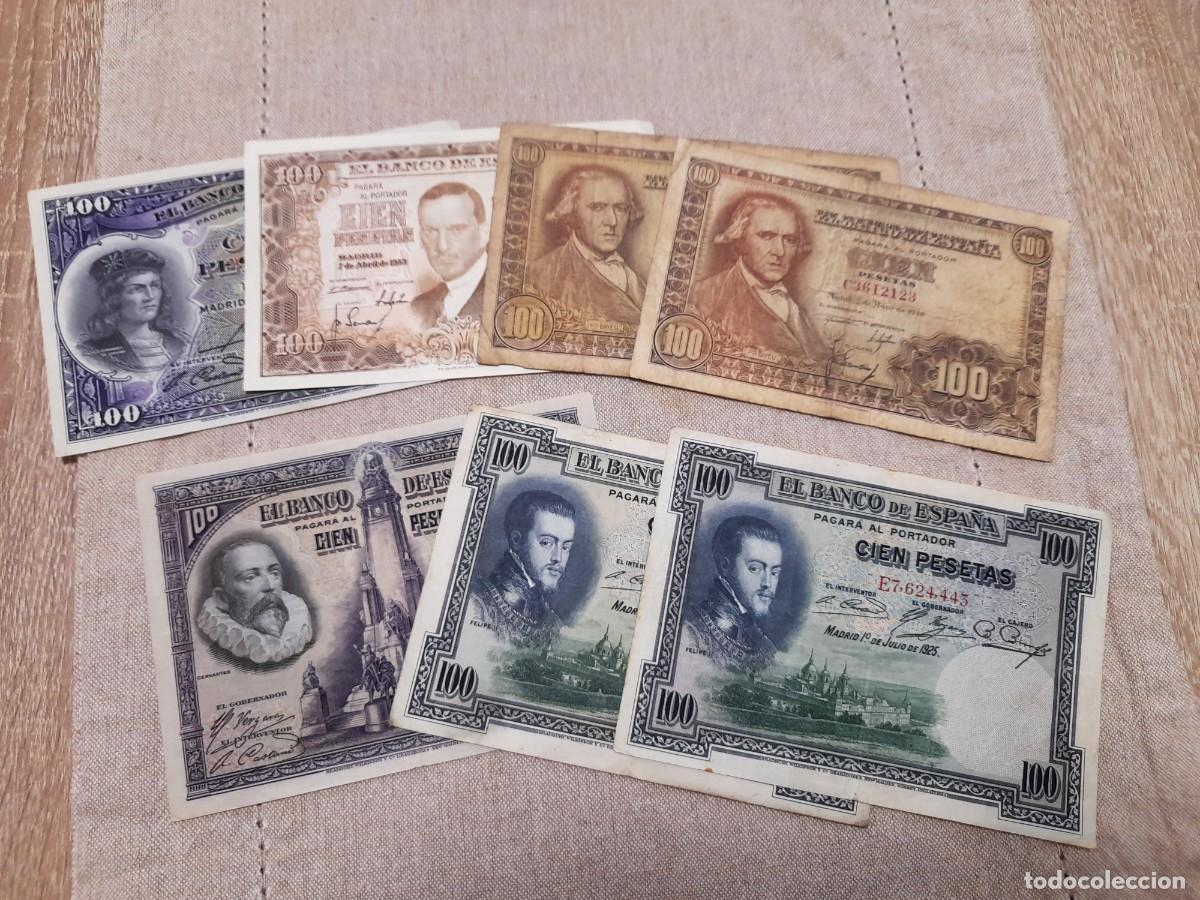 Billetes espa&ntilde;oles: 7 billetes de 100 Pesetas varios a&ntilde;os