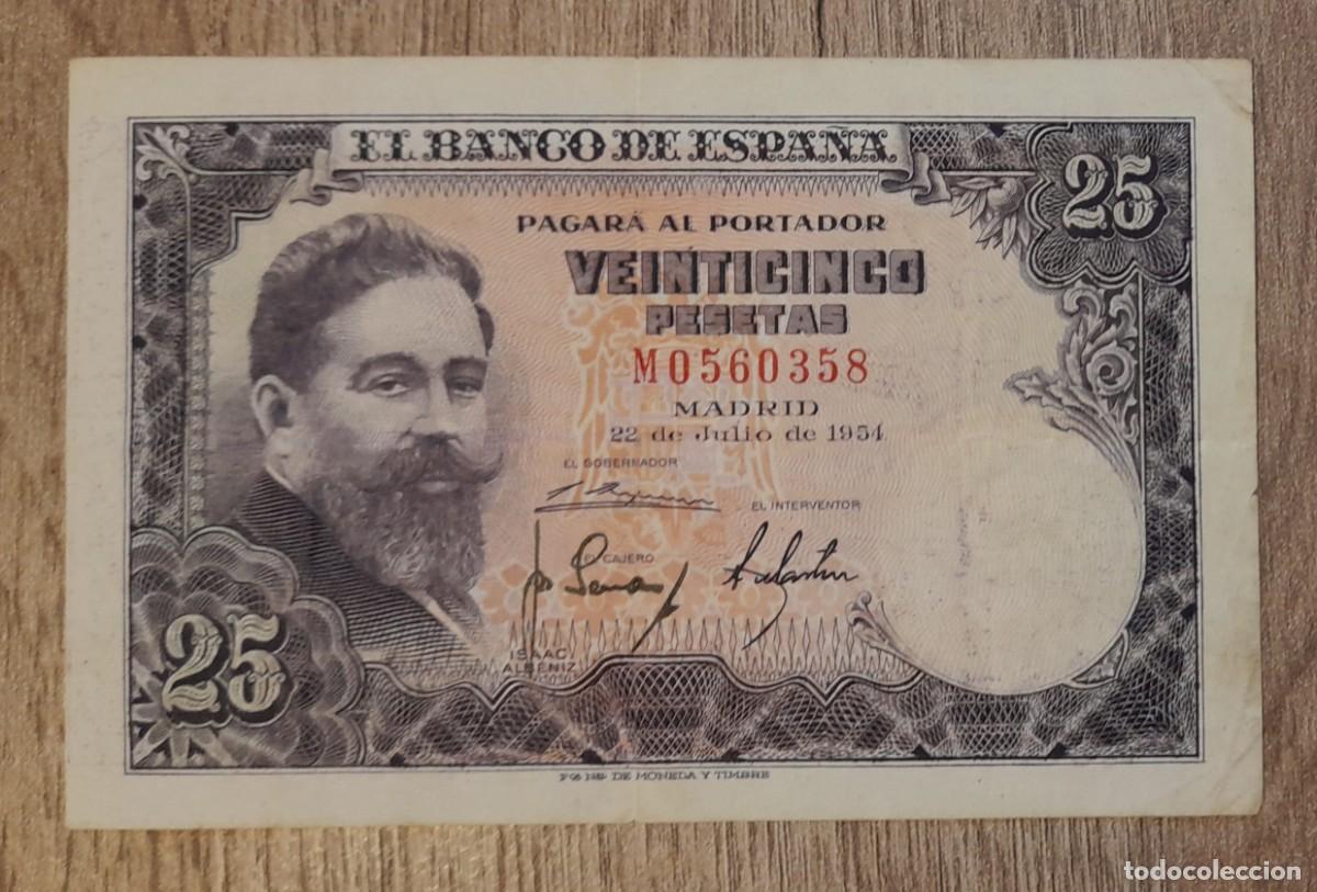 Spanische Banknoten: BILLETE 25 PESETAS A&Ntilde;O 1954 ESPA&Ntilde;A