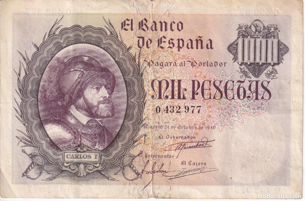 Spanish Banknotes: BILLETE DE 1000 PESETAS DEL A&Ntilde;O 1940 DE CARLOS I (RARO Y DIFICIL)