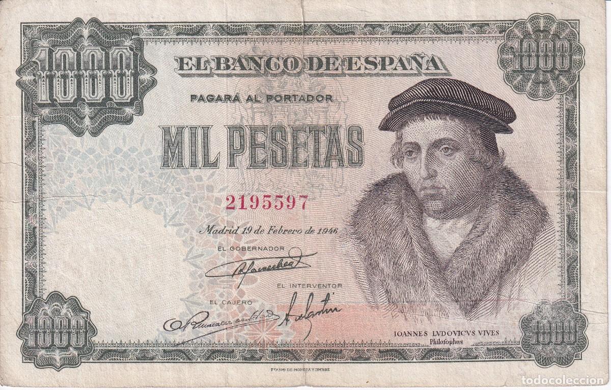 Spanish Banknotes: BILLETE DE ESPA&Ntilde;A DE 1000 PESETAS DEL A&Ntilde;O 1946 DE LUIS VIVES (RARO Y DIFICIL)