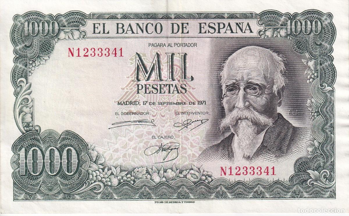 Spanish Banknotes: BILLETE DE 1000 PESETAS DEL A&Ntilde;O 1971 DE JOSE ECHEGARAY SERIE N EN BUENA CALIDAD