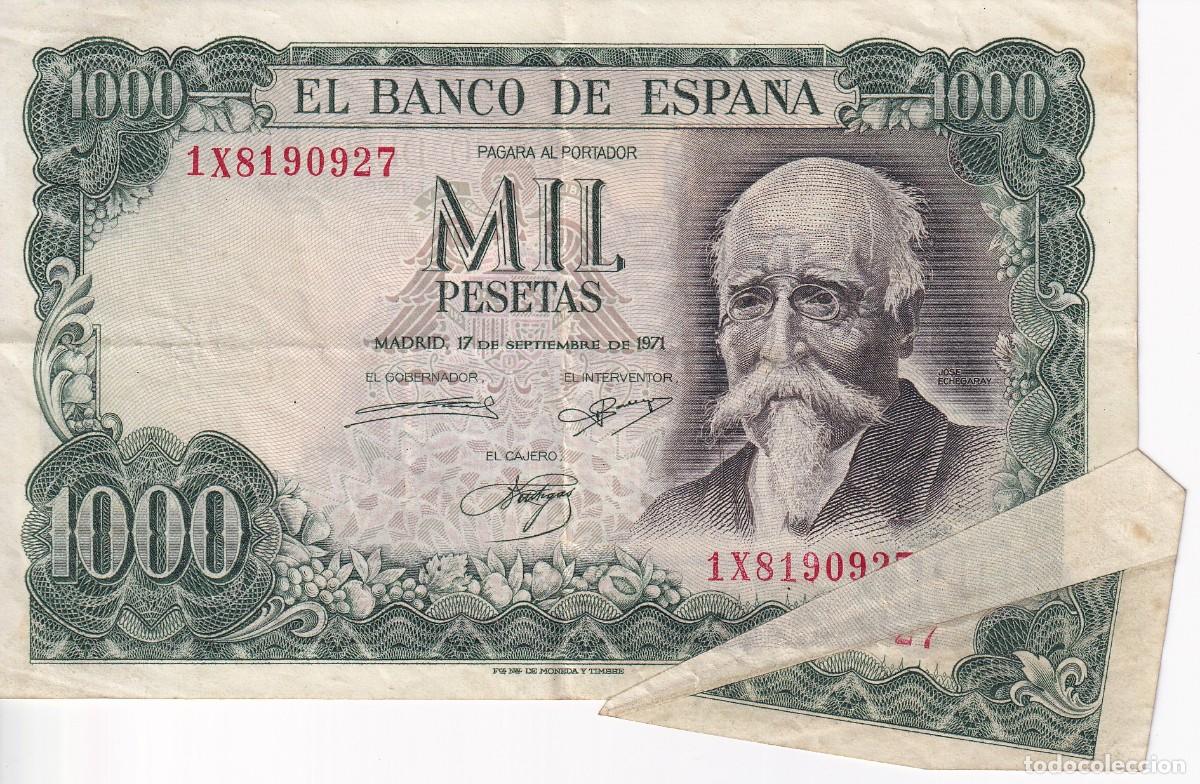 Spanish Banknotes: ERROR FUELLE - BILLETE DE 100 PESETAS A&Ntilde;O 1971 DE ECHEGARAY (EFECTO MARIPOSA)