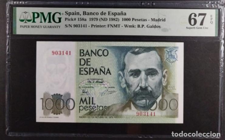 Billetes espa&ntilde;oles: 1000 PESETAS 1979 PEREZ GALD&Oacute;S SIN SERIE PMG 67 EPQ SC