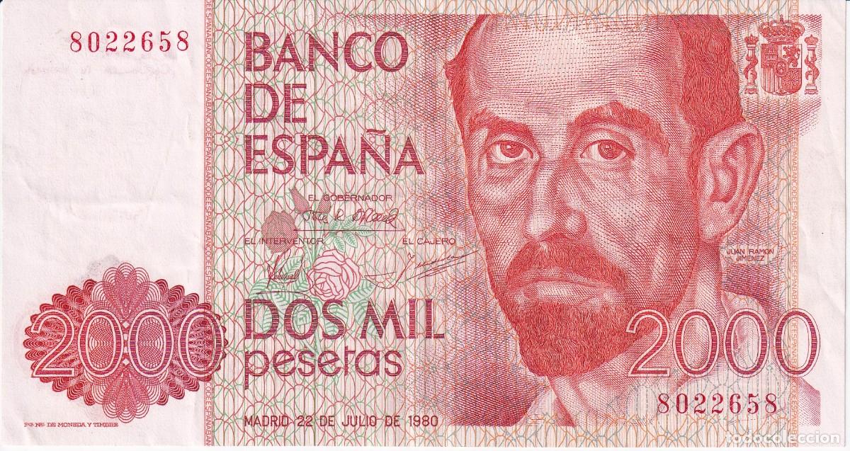 Spanische Banknoten: BILLETE DE 2000 PESETAS DEL A&Ntilde;O 1980 DE JUAN RAMON JIMENEZ SIN SERIE