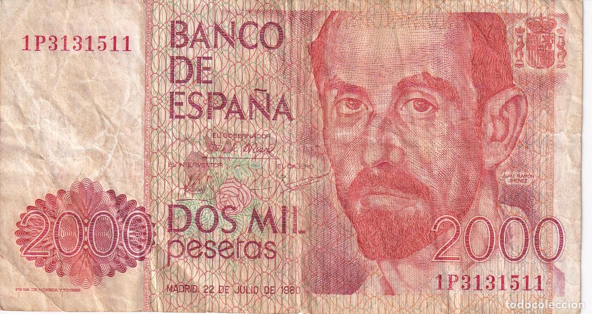 Spanische Banknoten: BILLETE DE 2000 PESETAS DEL A&Ntilde;O 1980 DE JUAN RAMON JIMENEZ SERIE 1P