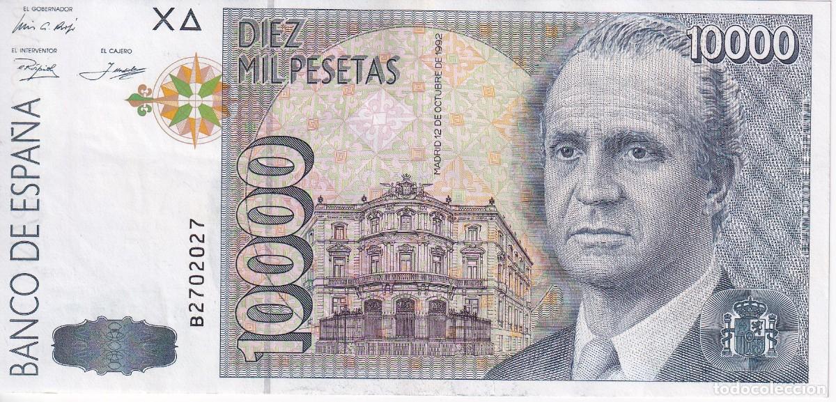 Spanische Banknoten: BILLETE DE ESPA&Ntilde;A DE 10000 PESETAS DEL A&Ntilde;O 1992 SERIE B EN CALIDAD EBC