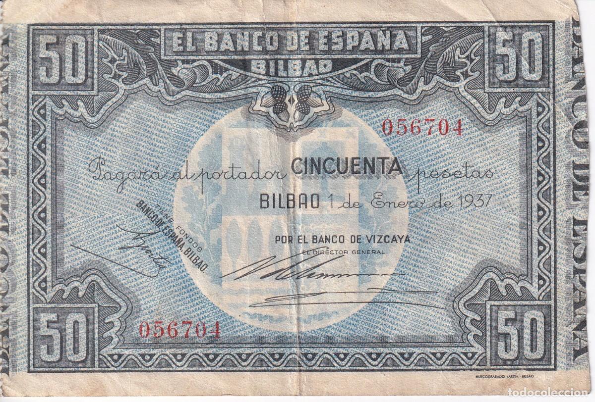 Billetes espa&ntilde;oles: BILLETE DE 50 PESETAS DEL BANCO DE ESPA&Ntilde;A-BILBAO DEL A&Ntilde;O 1937 (BANCO DE VIZCAYA)