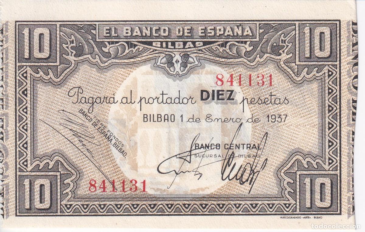 Billetes espa&ntilde;oles: BILLETE DE 10 PESETAS DEL BANCO DE ESPA&Ntilde;A-BILBAO DEL A&Ntilde;O 1937 SIN CIRCULAR (SC) (BANCO CENTRAL)