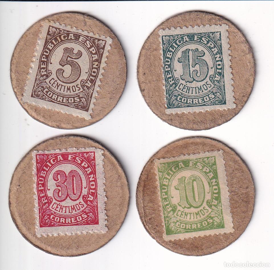 Billetes espa&ntilde;oles: LOTE DE 4 SELLOS MONEDAS DE ESPA&Ntilde;A DE LA REPUBLICA ESPA&Ntilde;OLA