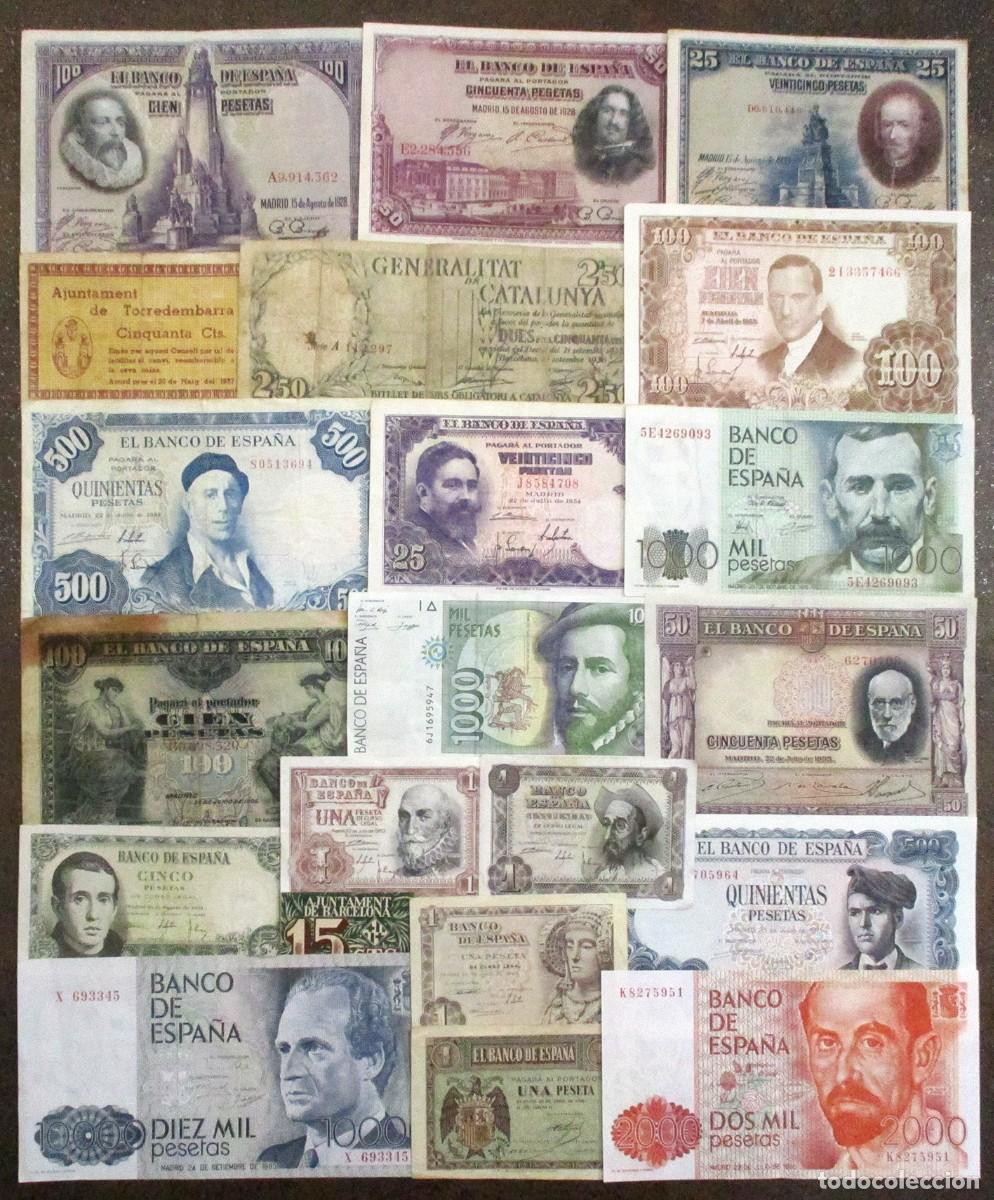 Billetes espa&ntilde;oles: BILLETES ESPA&Ntilde;OLES DE ALFONSO XIII, REPUBLICA, GENERALITAT, LOCALES, FRANCO, JUAN CARLOS I LOTE 2336