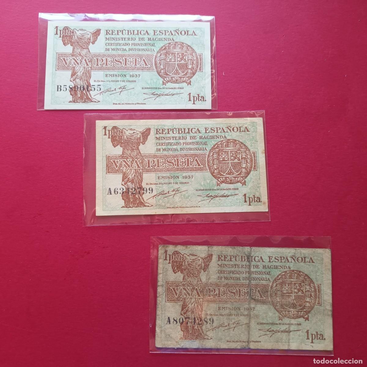 Billetes espa&ntilde;oles: Billetes II Republica 1 pts 1937 Lote B - 90