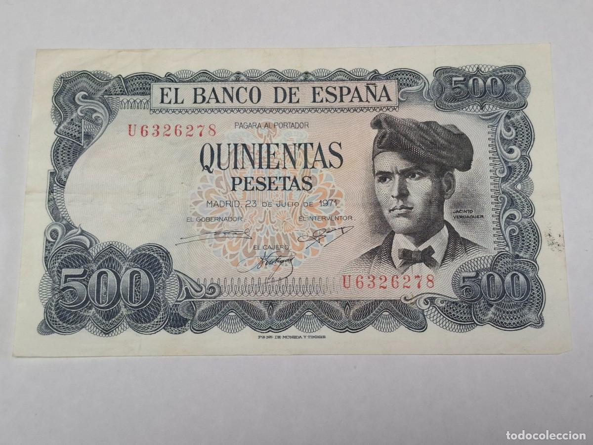Billetes espa&ntilde;oles: BILLETE de 500 PESETAS del 23 de Julio de 1971 BANCO DE ESPA&Ntilde;A. con serie U, en MBC+