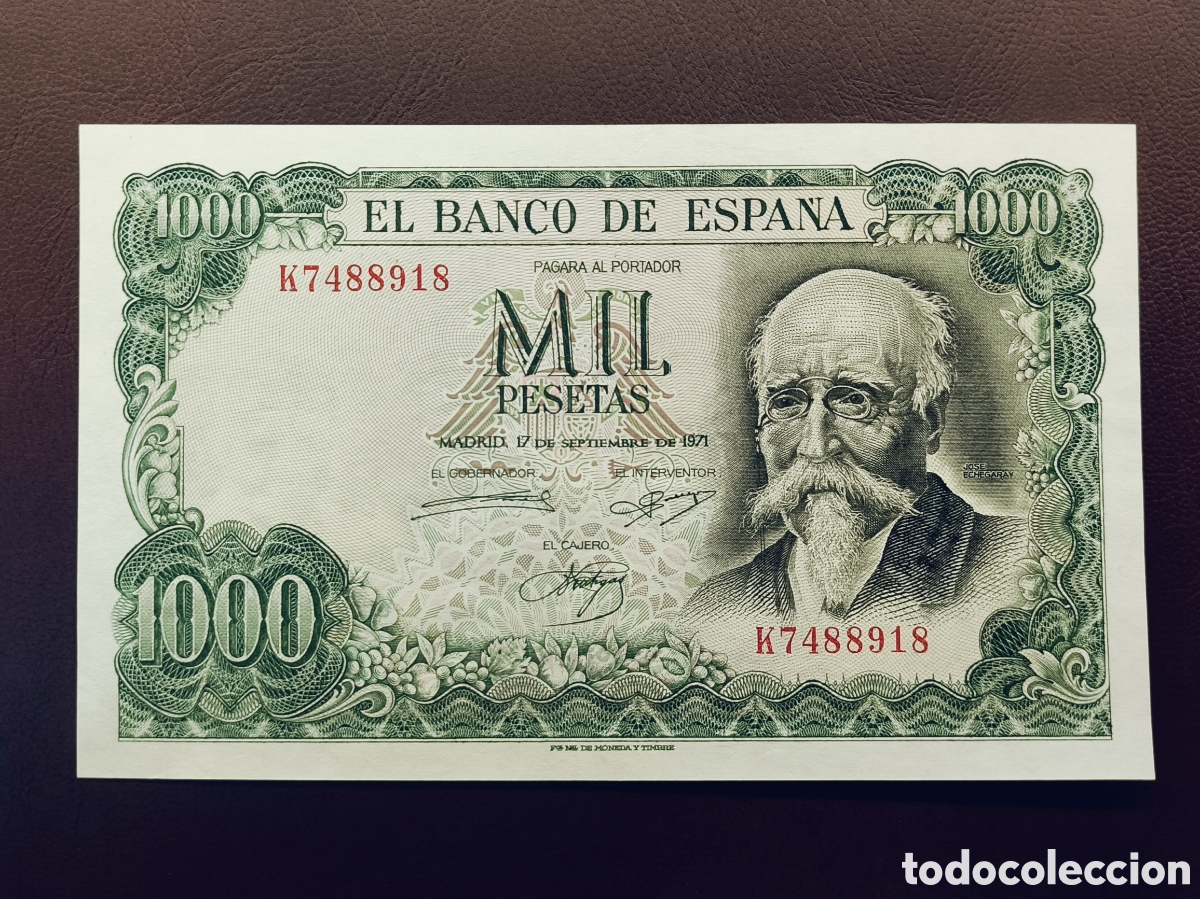 Billetes espa&ntilde;oles: ESPA&Ntilde;A . BILLETE 1000 PESETAS . ECHEGARAY . A&Ntilde;O 1971. SERIE K