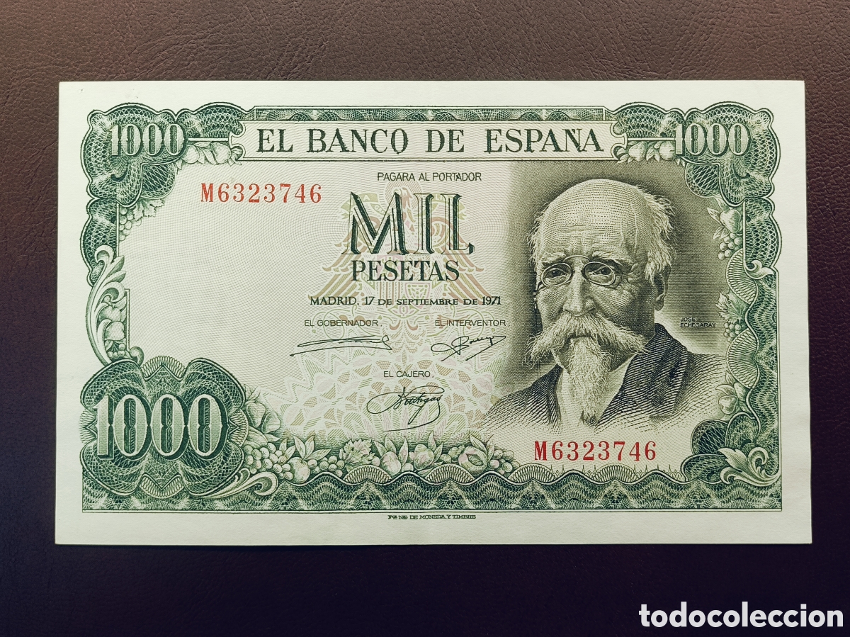 Billetes espa&ntilde;oles: ESPA&Ntilde;A . BILLETE 1000 PESETAS . ECHEGARAY . A&Ntilde;O 1971. SERIE M