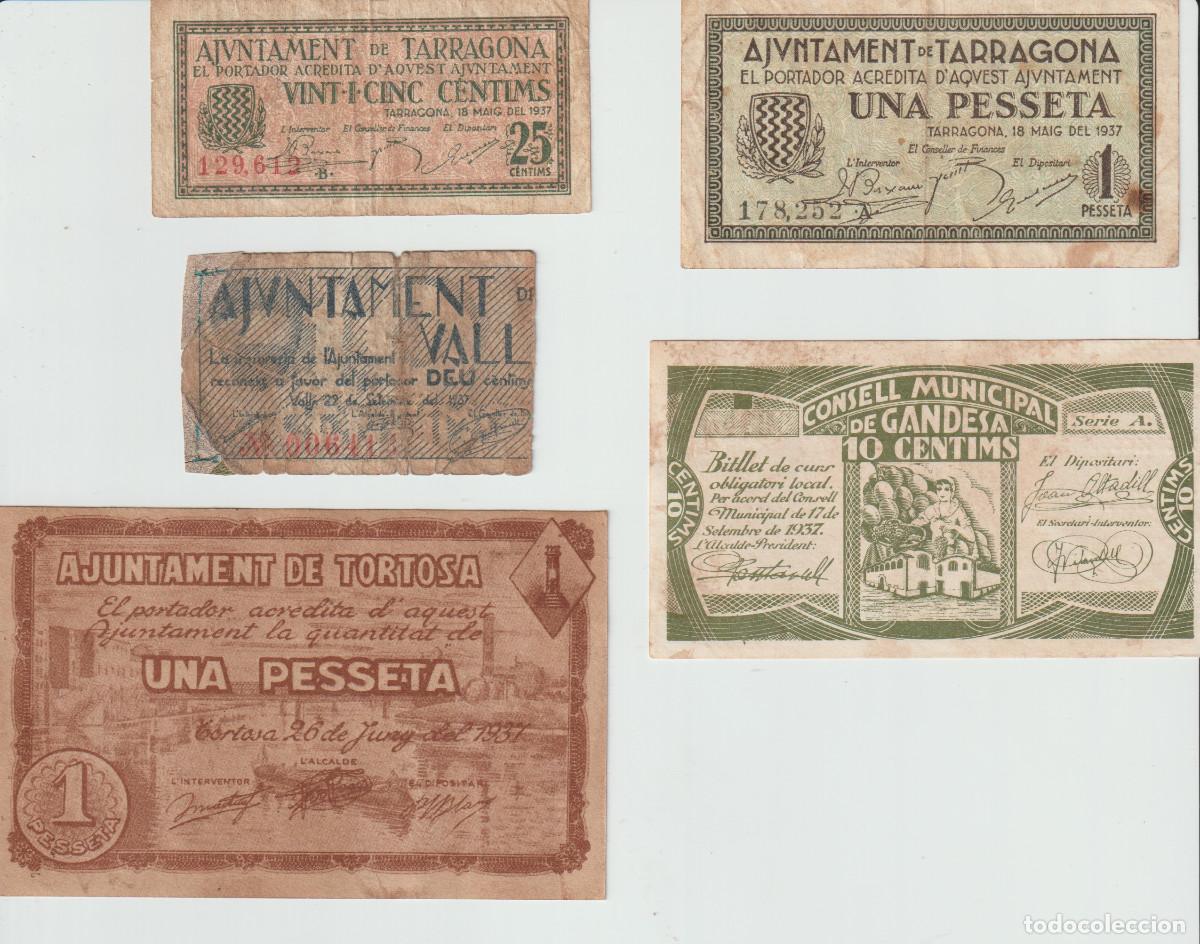 Billetes espa&ntilde;oles: billetes municipales prov. Tarragona 1936
