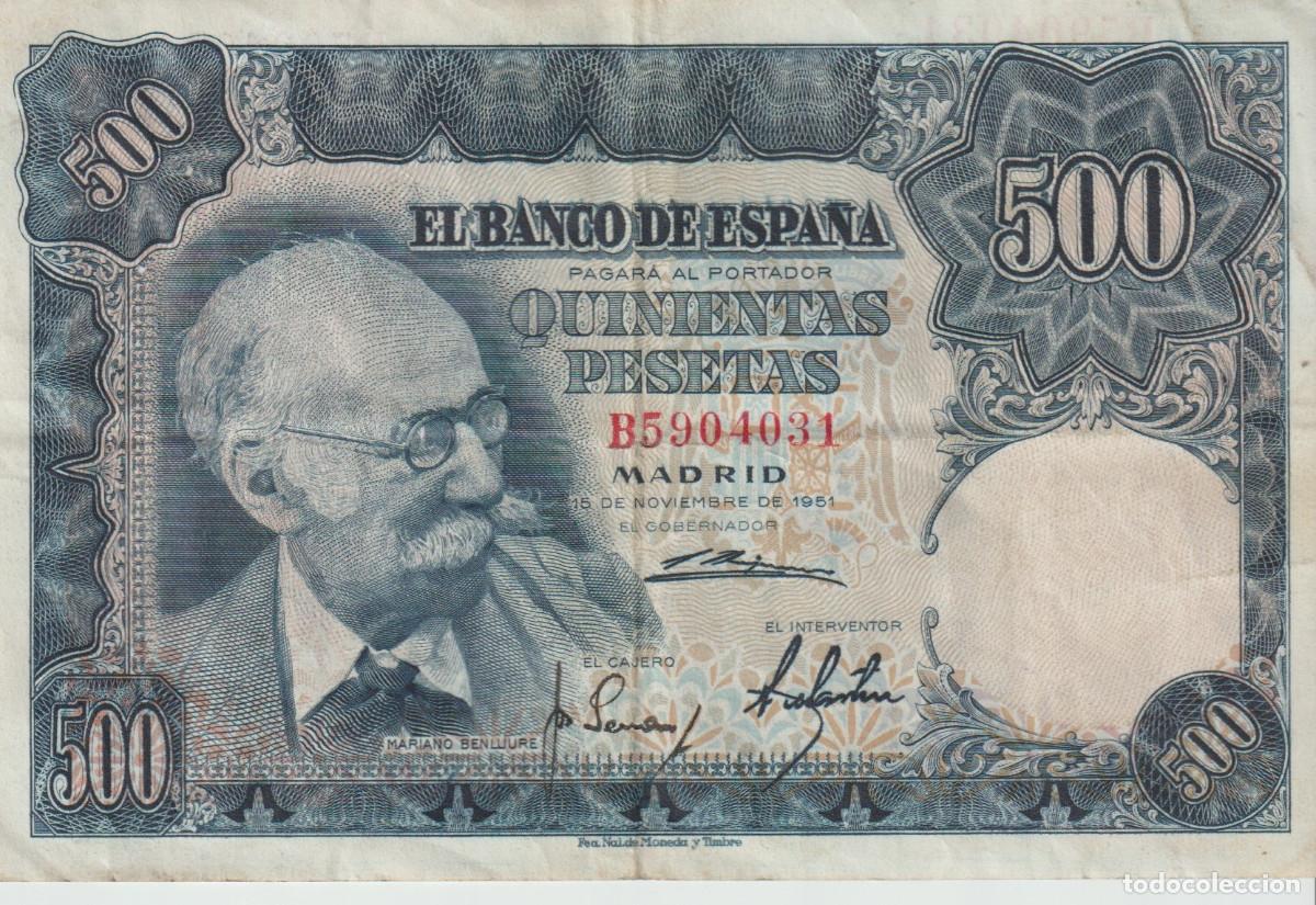 Billetes espa&ntilde;oles: Billetes ESPA&Ntilde;A 500 PTAS 1951
