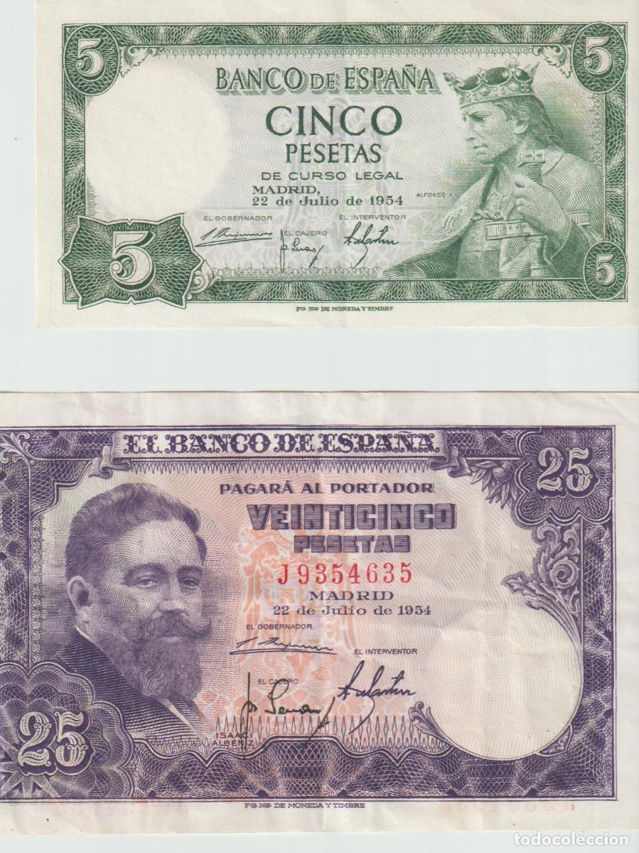 Billetes espa&ntilde;oles: Billetes ESPA&Ntilde;A PTAS 1954 (2) - Foto 1