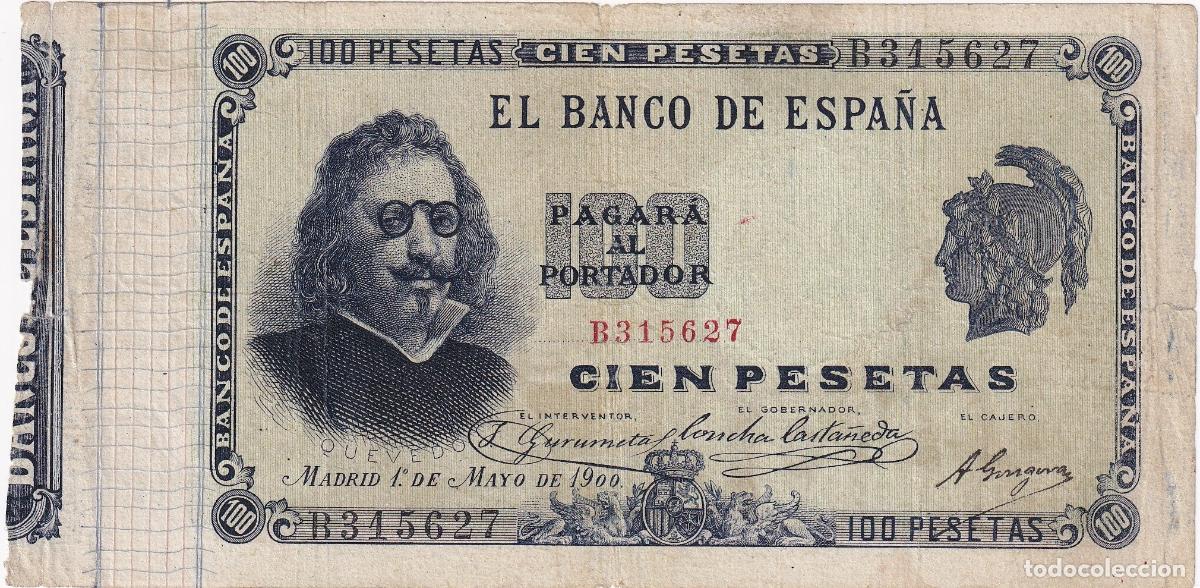 Billetes espa&ntilde;oles: CRBS3942 BILLETE CLASICO ESPA&Ntilde;A 100 PESETAS 1900 SIN RESTAURAR MBC CON PEQUE&Ntilde;A ROTURA