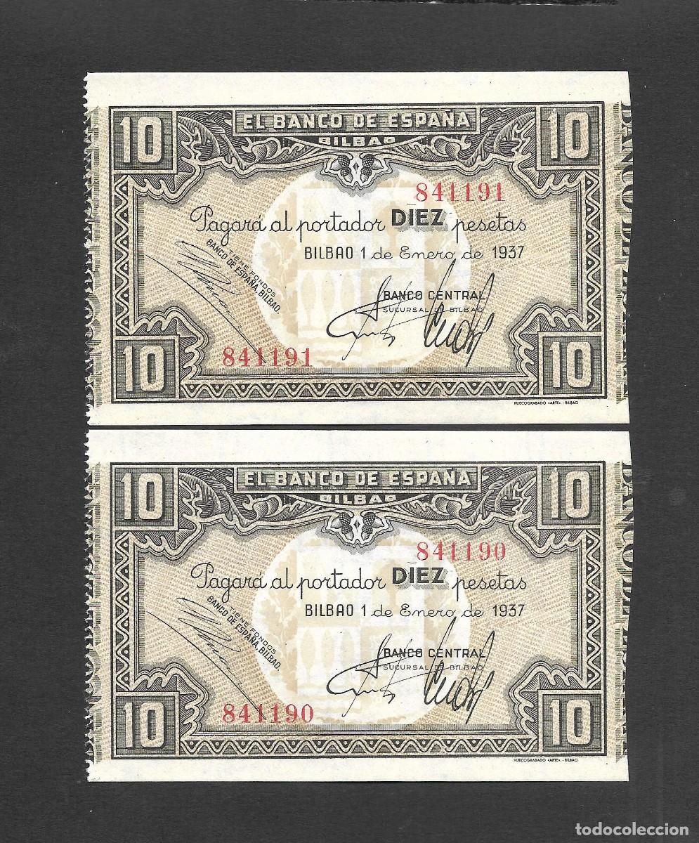 Billetes espa&ntilde;oles: PAREJA CORRELATIVA 10 PESETAS 1937 BILBAO S/C