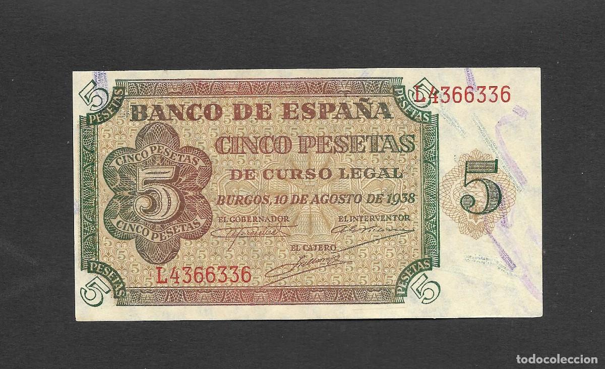Billetes espa&ntilde;oles: 5 PESETAS 1938 SERIE L S/C