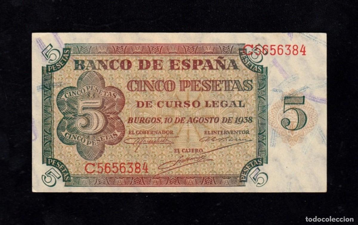 Billetes espa&ntilde;oles: 5 PESETAS 1938 SERIE C S/C