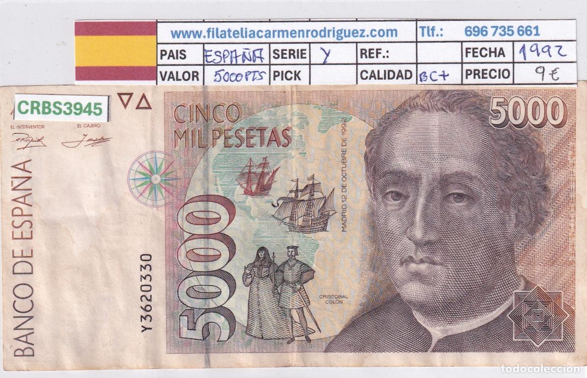 Billetes espa&ntilde;oles: CRBS3945 BILLETE ESPA&Ntilde;A 5000 PESETAS 1992 SERIE Y BC+