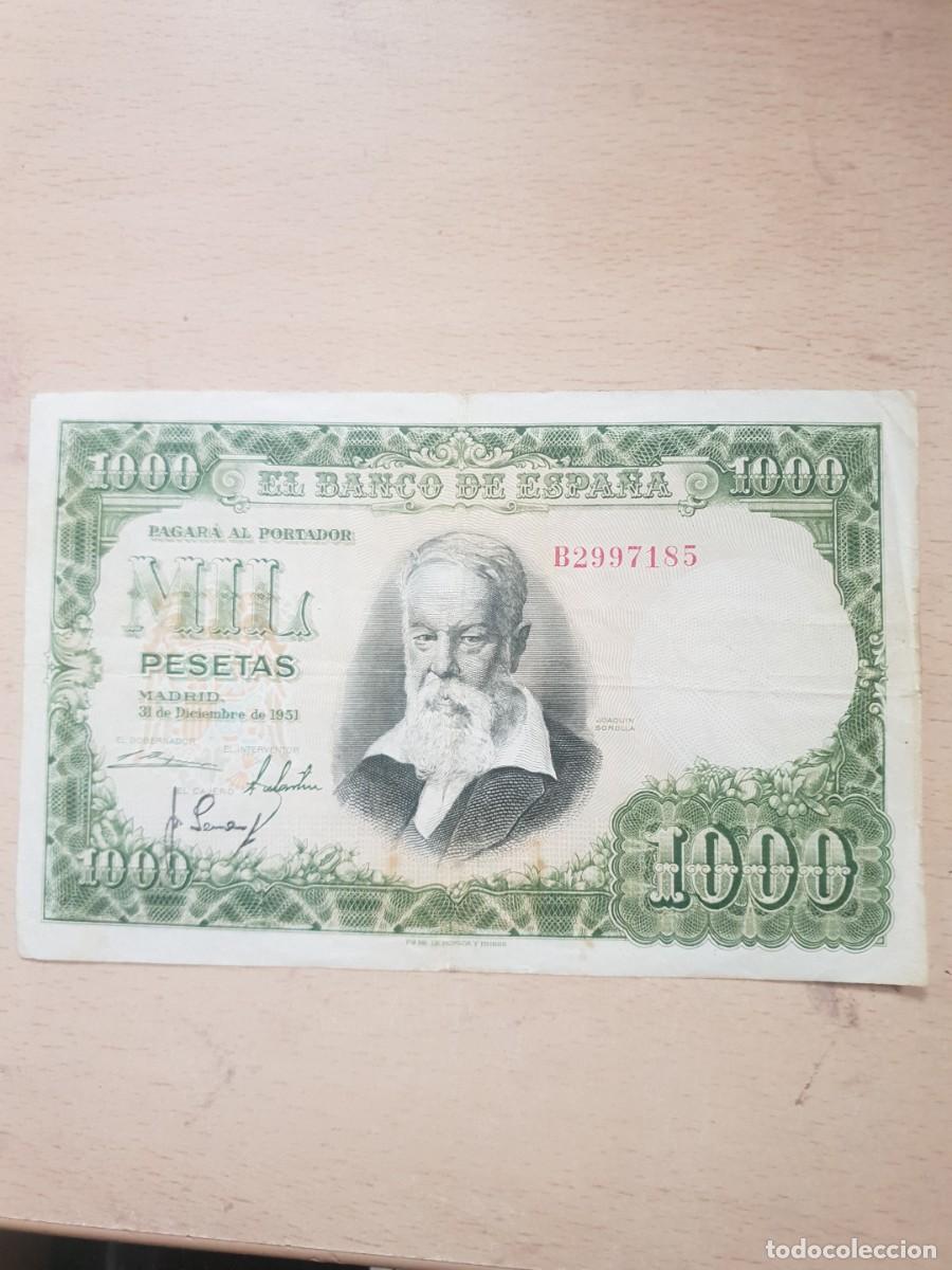 Billetes espa&ntilde;oles: Billete de 1000 pesetas a&ntilde;o 1951 sorolla