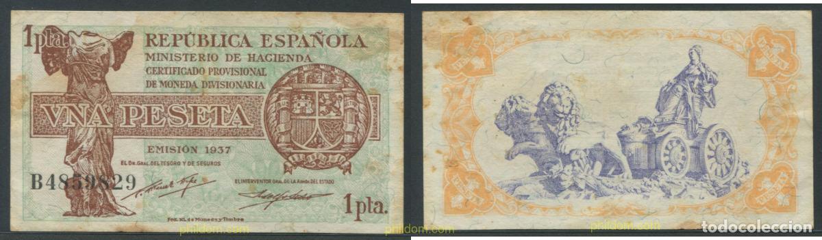 Billetes espa&ntilde;oles: 11295 ESPA&Ntilde;A 1937 1 PESETA 1937 REPUBLICA