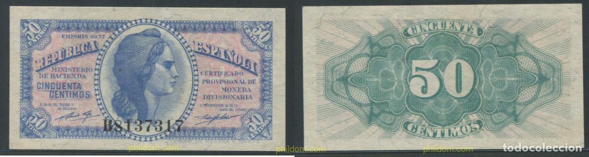 Billetes espa&ntilde;oles: 11294 ESPA&Ntilde;A 1937 50 CENTIMOS 1937 REPUBLICA ESPA&Ntilde;OLA PLANCHA