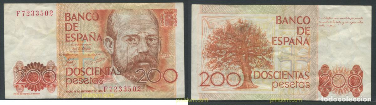 Billetes espa&ntilde;oles: 11291 ESPA&Ntilde;A 1980 200 pesetas 16 de septiembre de 1980 - Leopoldo Alas Clarin