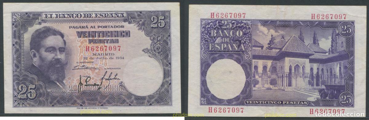 Billetes espa&ntilde;oles: 11303 ESPA&Ntilde;A 1954 25 Pesetas 22 de julio 1954 - Isaac Albeniz