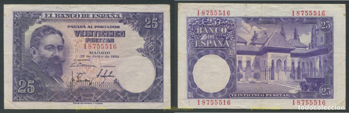 Billetes espa&ntilde;oles: 11302 ESPA&Ntilde;A 1954 25 Pesetas 22 de julio 1954 - Isaac Albeniz