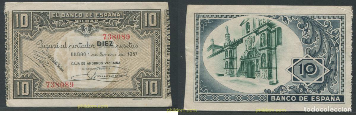 Billetes espa&ntilde;oles: 11301 ESPA&Ntilde;A 1937 BANCO DE ESPA&Ntilde;A (BILBAO) 10 PESETAS 1937