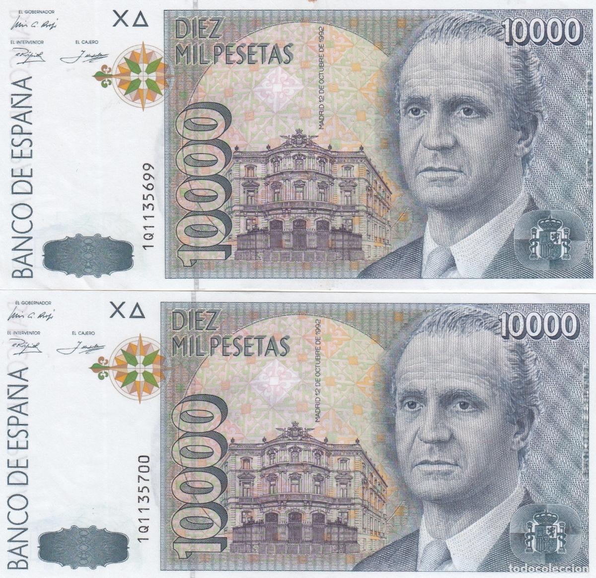 Billetes espa&ntilde;oles: CRBS1331 PAREJA CORRELATIVA BILLETES ESPA&Ntilde;A 10000 PESETAS 1992 S/C Y EBC