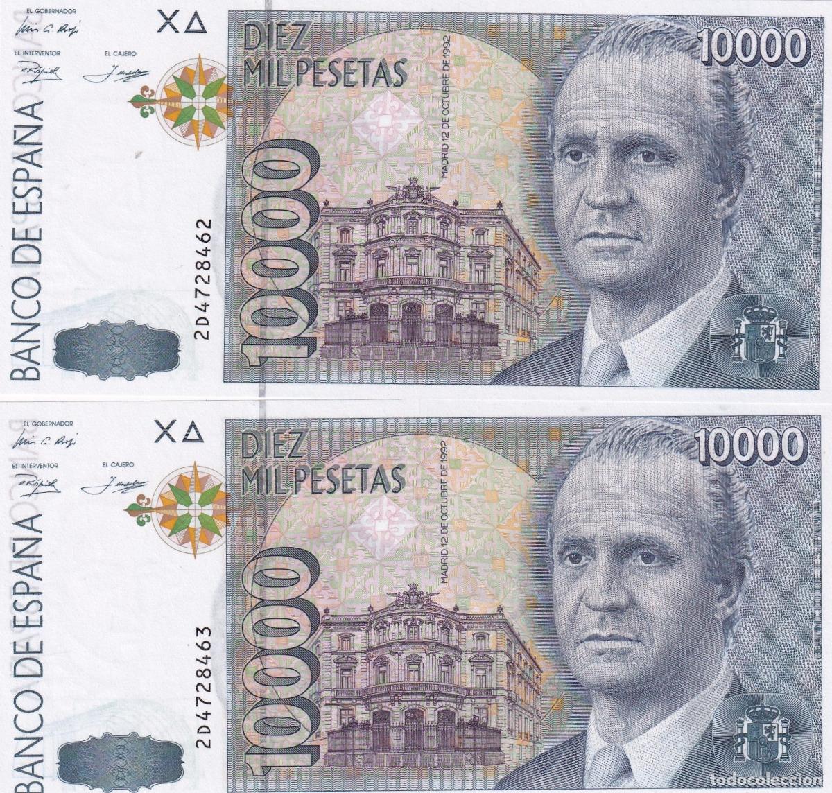 Billetes espa&ntilde;oles: CRBS1907 PAREJA CORRELATIVA BILLETES ESPA&Ntilde;A 10000 PESETAS 1992 SERIE 2D S/C-