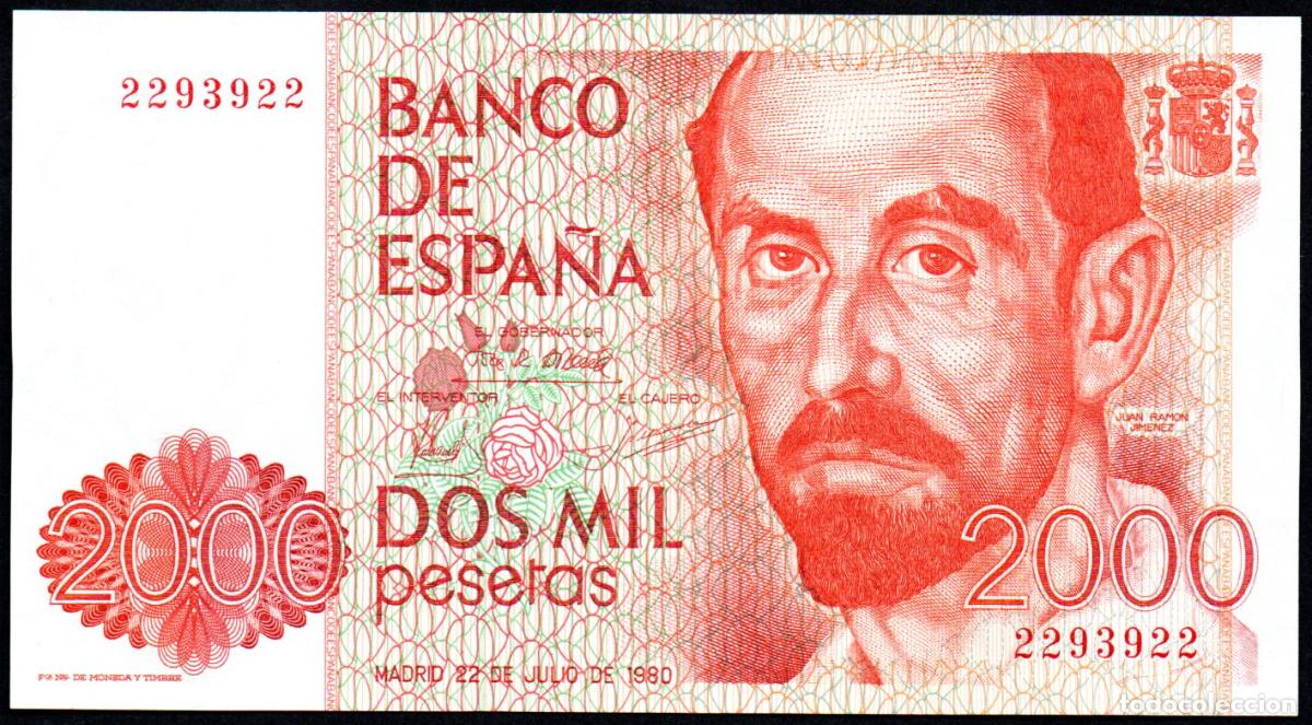 Billetes espa&ntilde;oles: 2000 PESETAS 1980 - JUAN RAMON JIMENEZ - SIN SERIE - CAPICUA - S/C
