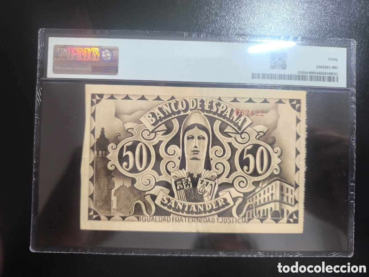 Billetes espa&ntilde;oles: 50 pesetas Santander PMG 40 - Foto 2