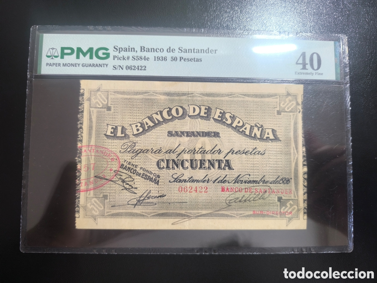 Billetes espa&ntilde;oles: 50 pesetas Santander PMG 40