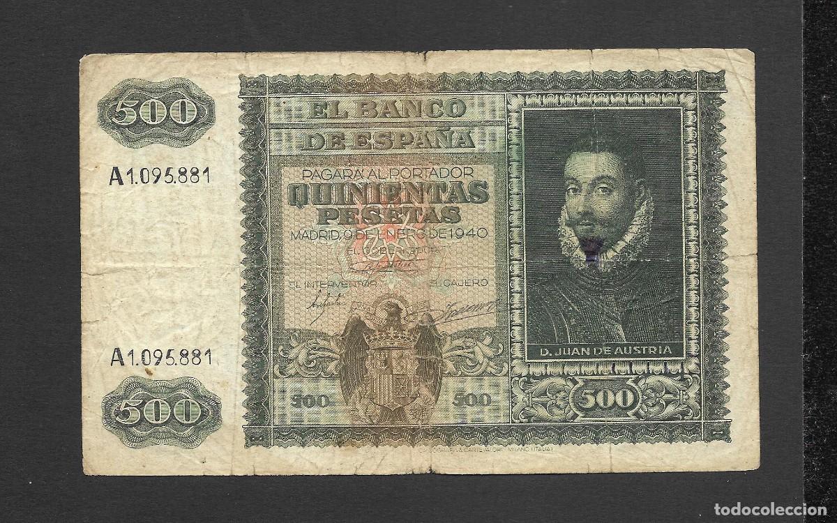 Billetes espa&ntilde;oles: 500 PESETAS 1940 SERIE A MBC-