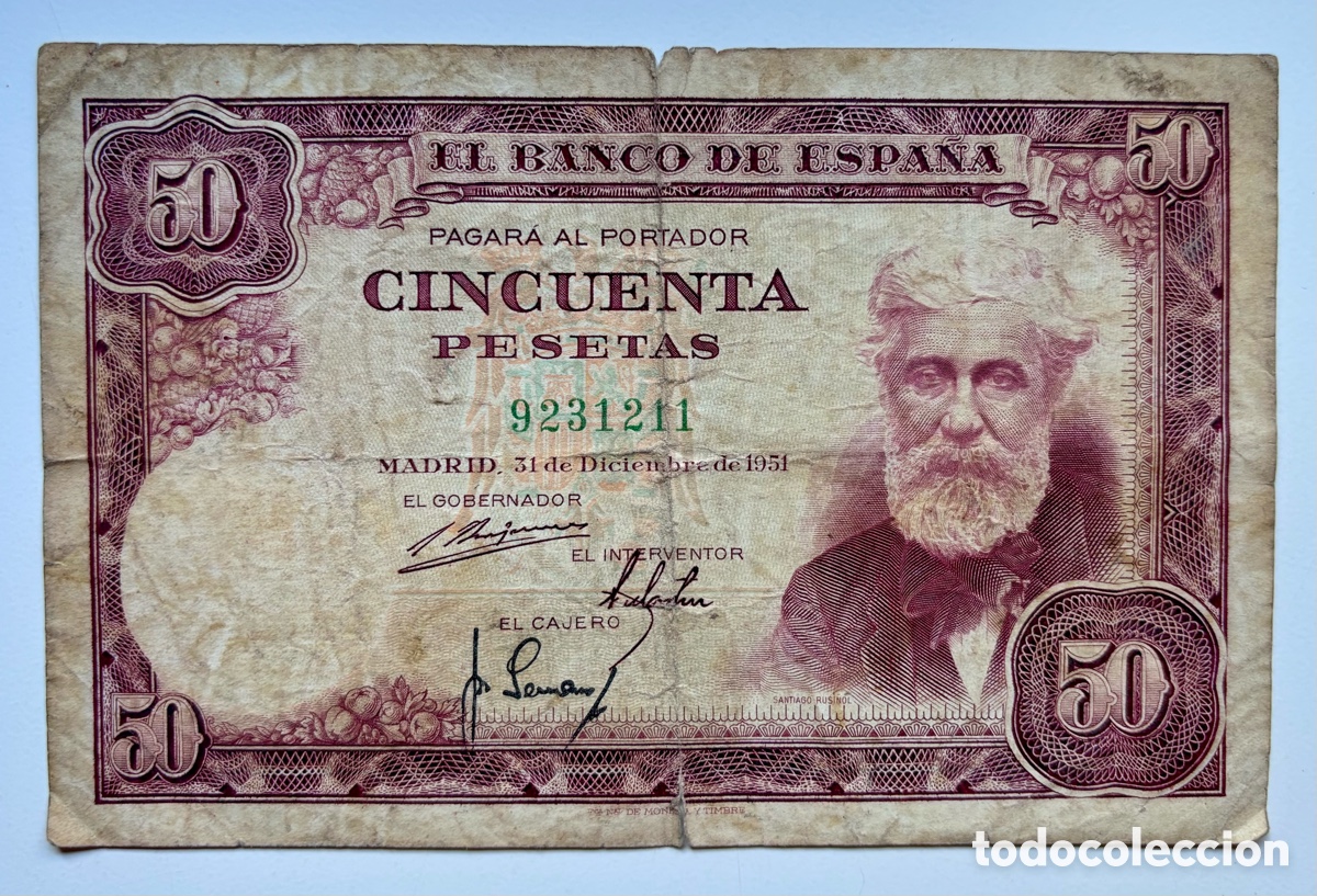 Billetes espa&ntilde;oles: Billete 50 Pesetas 1951 SIN SERIE
