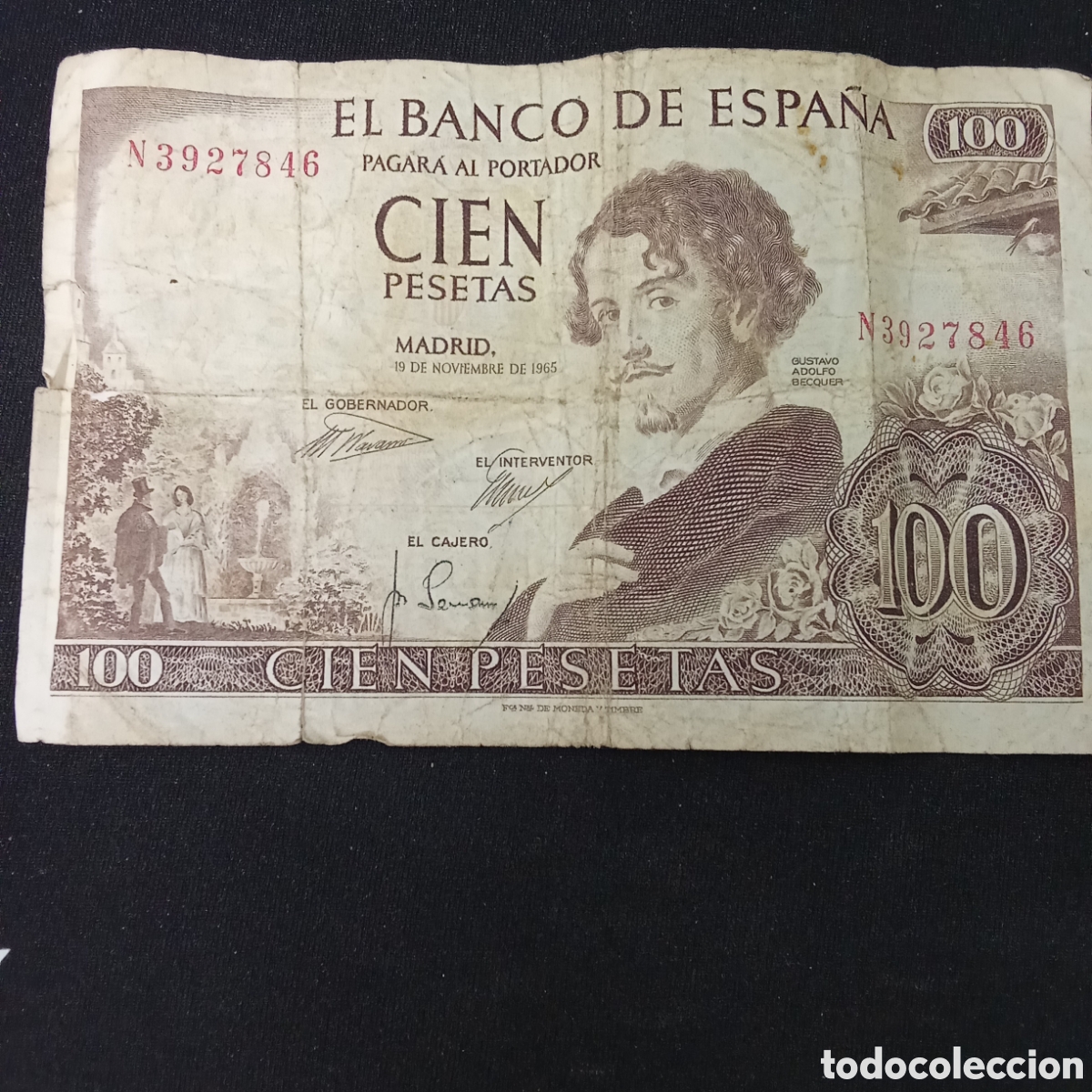 Billetes espa&ntilde;oles: Espa&ntilde;a 100 pesetas a&ntilde;o 1965