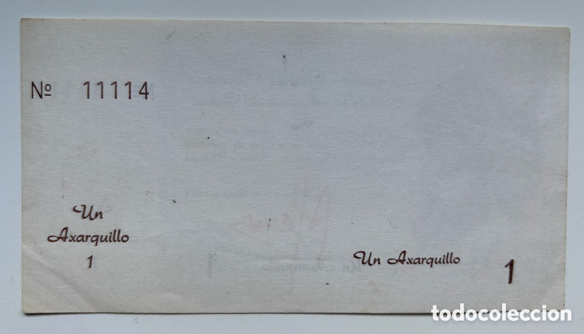 Billetes espa&ntilde;oles: Billete Local / Municipal 1 Axarquillo 1988 ERROR IMPRESION ! Unico?! AXARQUIA V&eacute;lez-M&aacute;laga