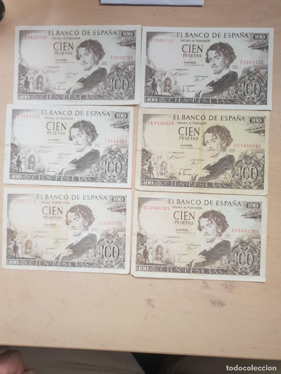 Billetes espa&ntilde;oles: Lote de 6 billetes de 100 pesetas a&ntilde;o 1965 Gustavo Adolfo B&eacute;cquer