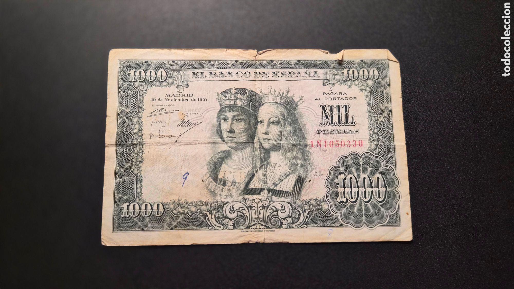 Billetes espa&ntilde;oles: 1000 pesetas 1957 Reyes Cat&oacute;licos &ndash; serie 1N &ndash; banco de espa&ntilde;a &ndash; billete