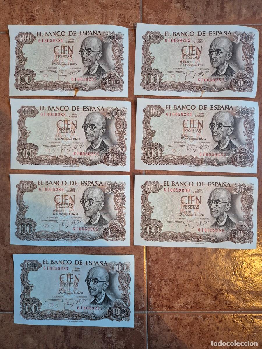 Billetes espa&ntilde;oles: 7 BILLETES 100 PTAS FALLA SIN CIRCULAR SERIE CORRELATIVA
