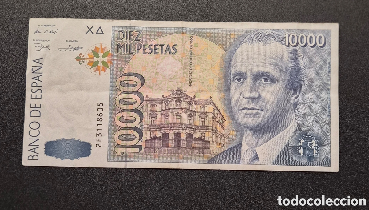 Billetes espa&ntilde;oles: 10000 pesetas 1992 Juan Carlos I, serie 2F &ndash; Jorge Juan &ndash; banco de espa&ntilde;a