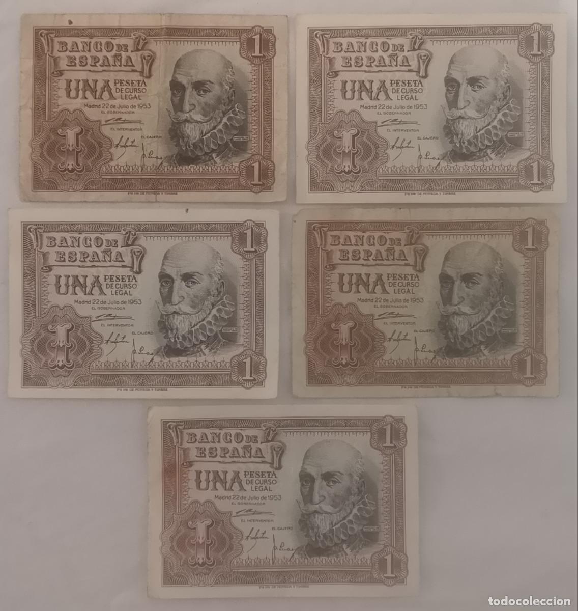 Billetes espa&ntilde;oles: LOTE BILLETES UNA PESETA 1953